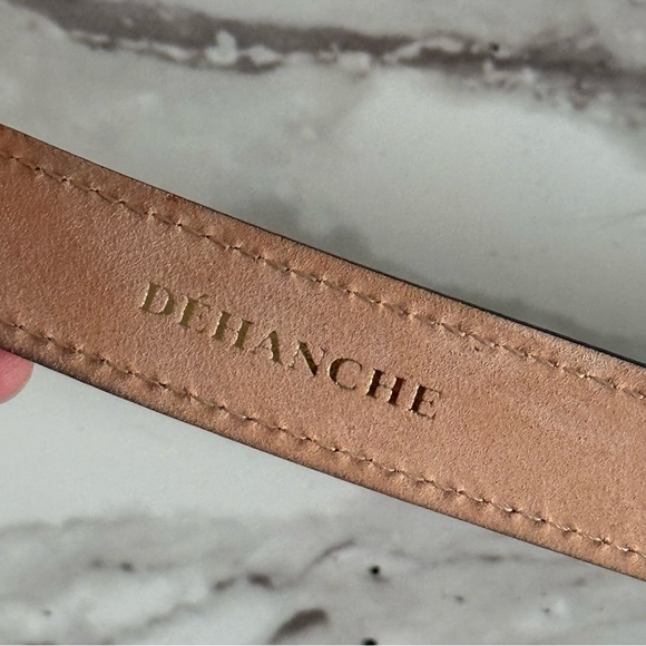 Dehanche Signet Leather Belt Black Gold Size Medium